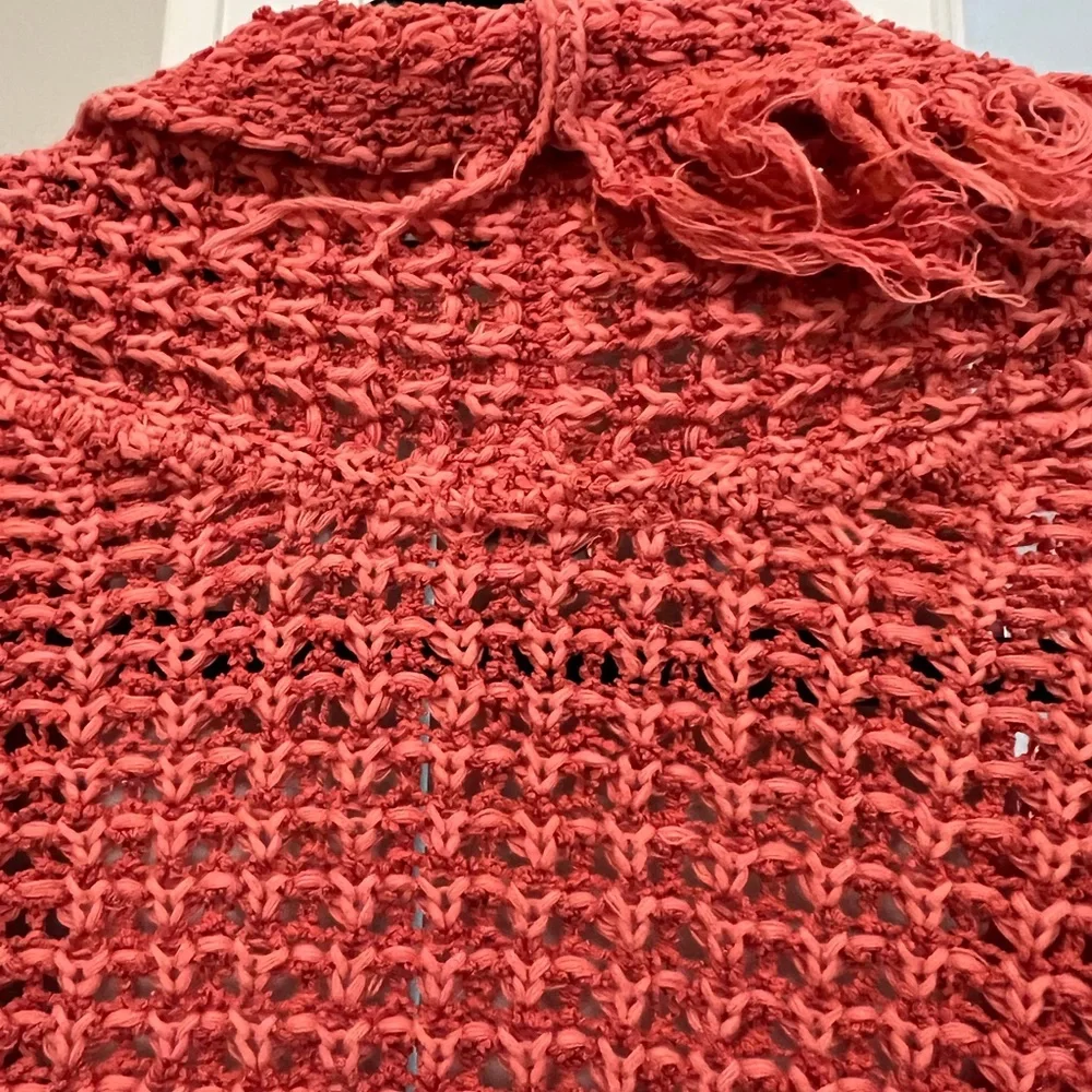 Free People Coral Open-Knit I’ll Be around cardi - silk/cotton blend sz S